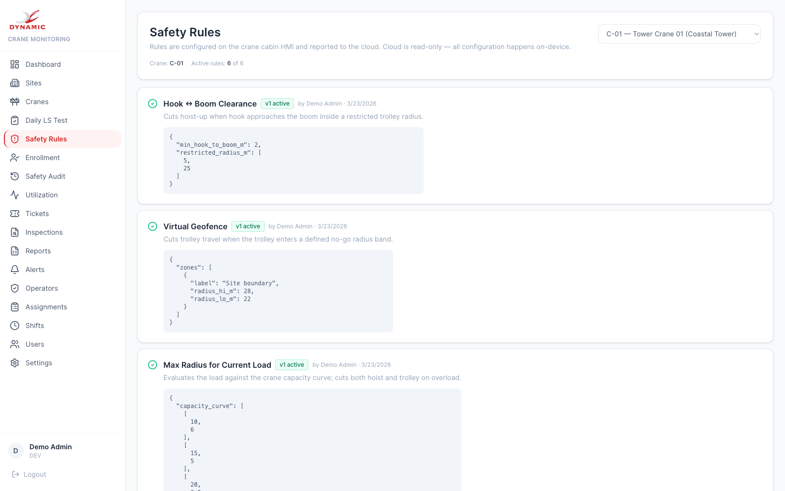 Hardware-pushed safety rules